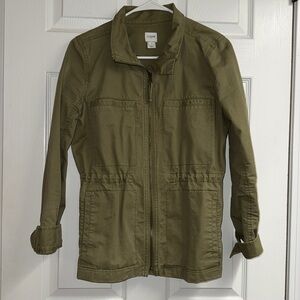 J Crew utility jacket olive green size S excellent used condition.